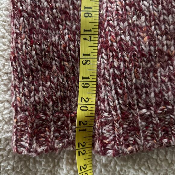 EXPRESS Sweater Womens Medium Red Metallic Marled Cardigan Chunky Wool Blend - Picture 11 of 11